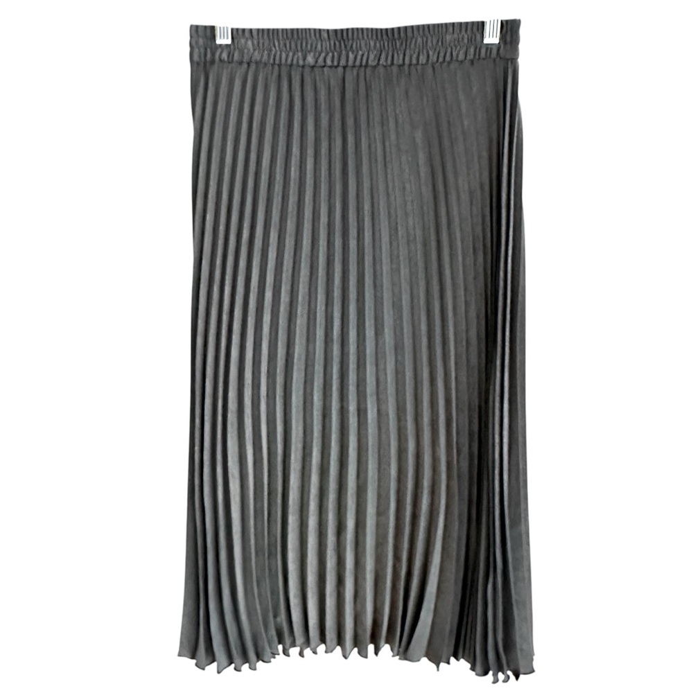 Max Studio Slate Gray Accordion Pleated Midi Skirt Size Medium